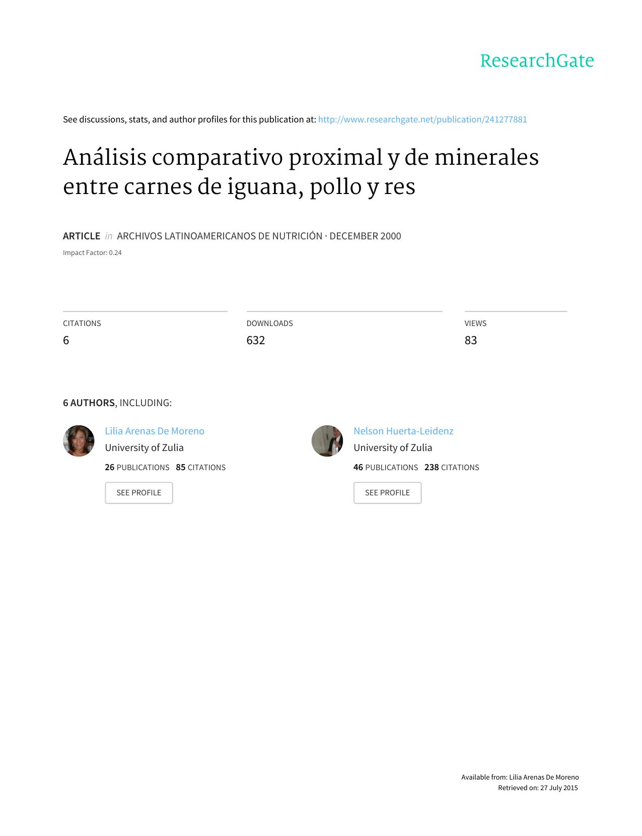 Analisis comparativo proximal y de minerales entre carne de iguana, pollo y res